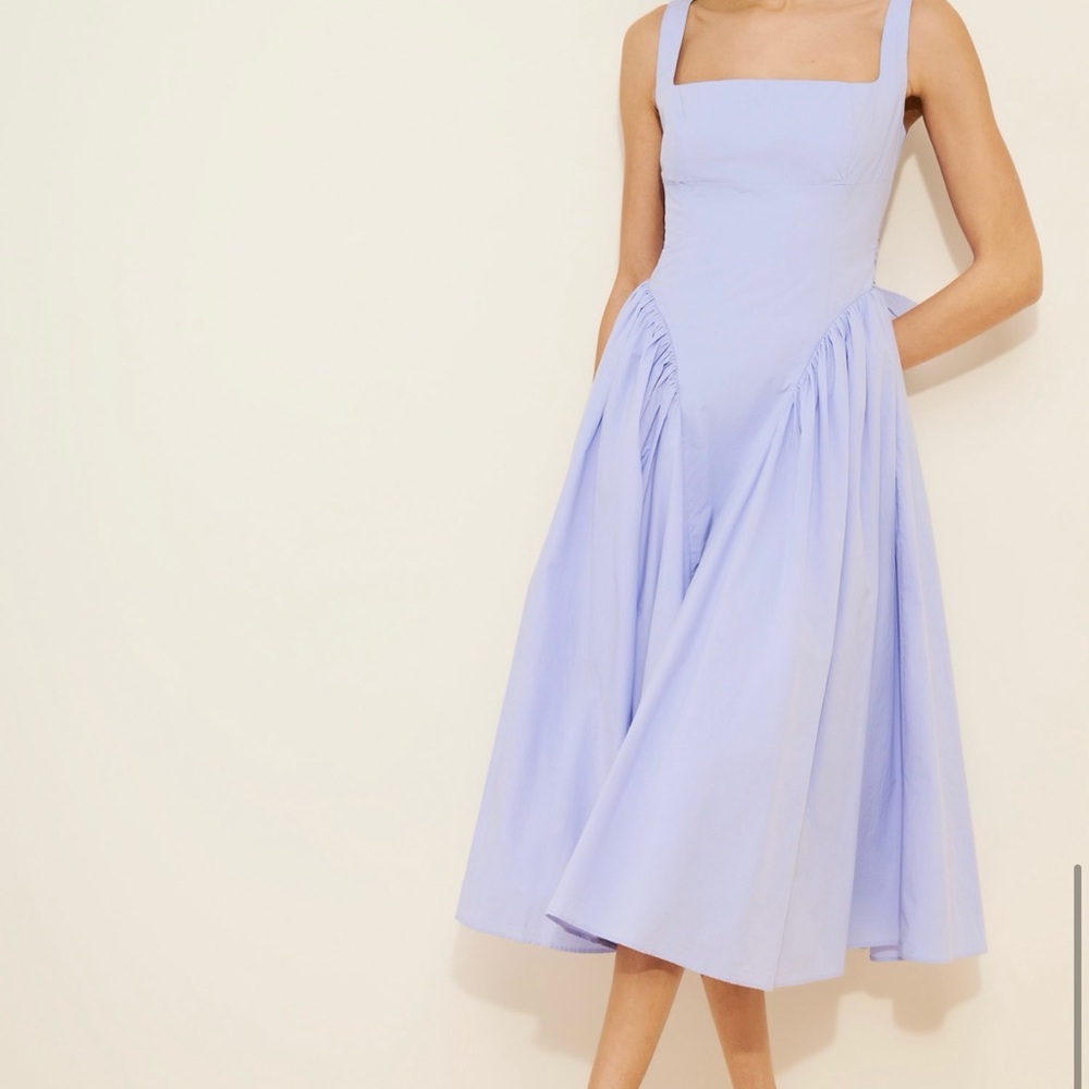 Astr Lilac Square-Neck Midi Dress